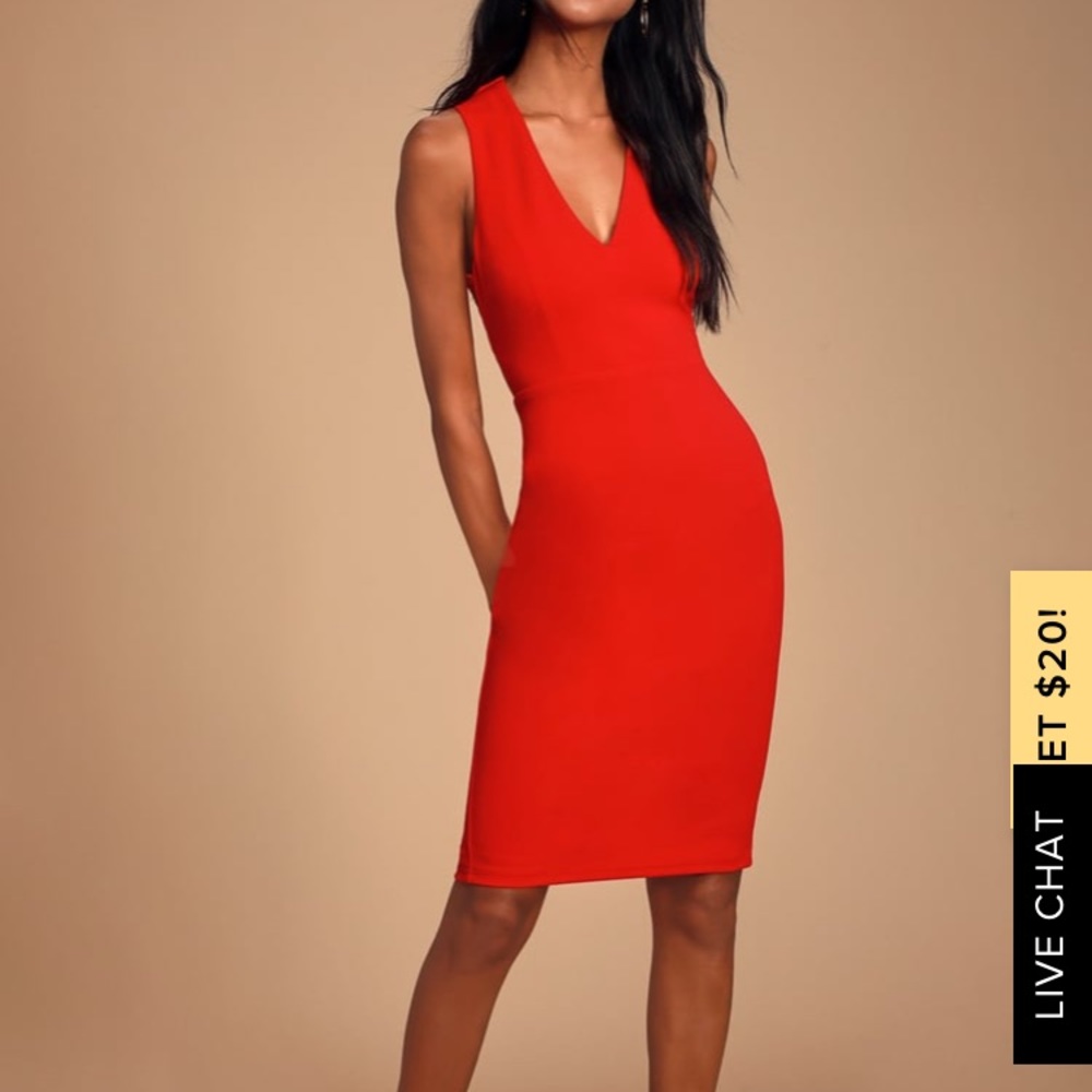 Lulus Darren Red Strappy Bodycon Midi Dress